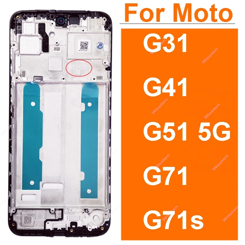  LCD Screen Middle Frame Bezel Plate Panel Chassis For Motorola Moto G31 G41 G51 G71 5G G71s LCD Front Frame Housing Repair Part