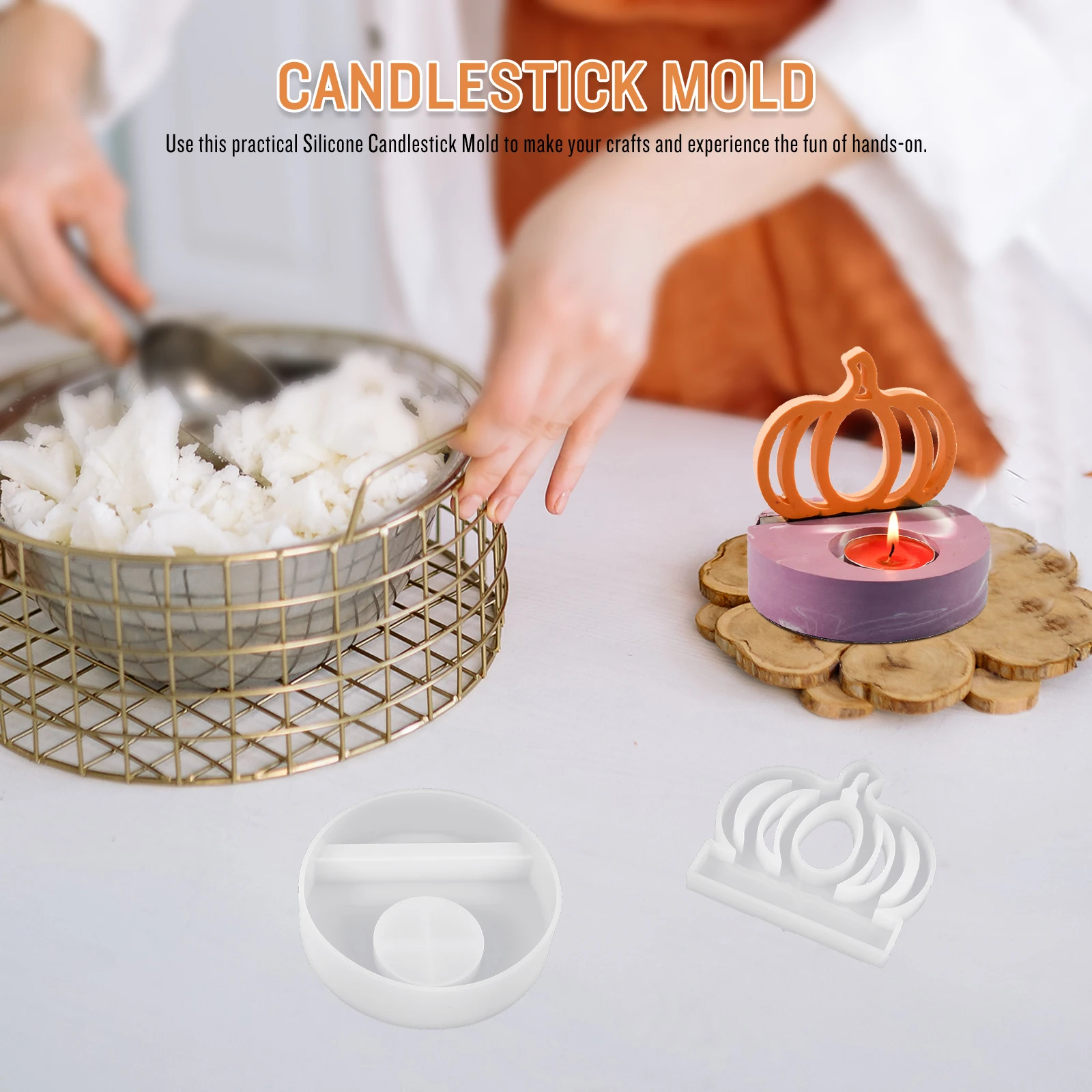 

Pumpkin Aromatherapy Mold Halloween Candles Holder Candlestick Casting Diy Molds Crafts Base