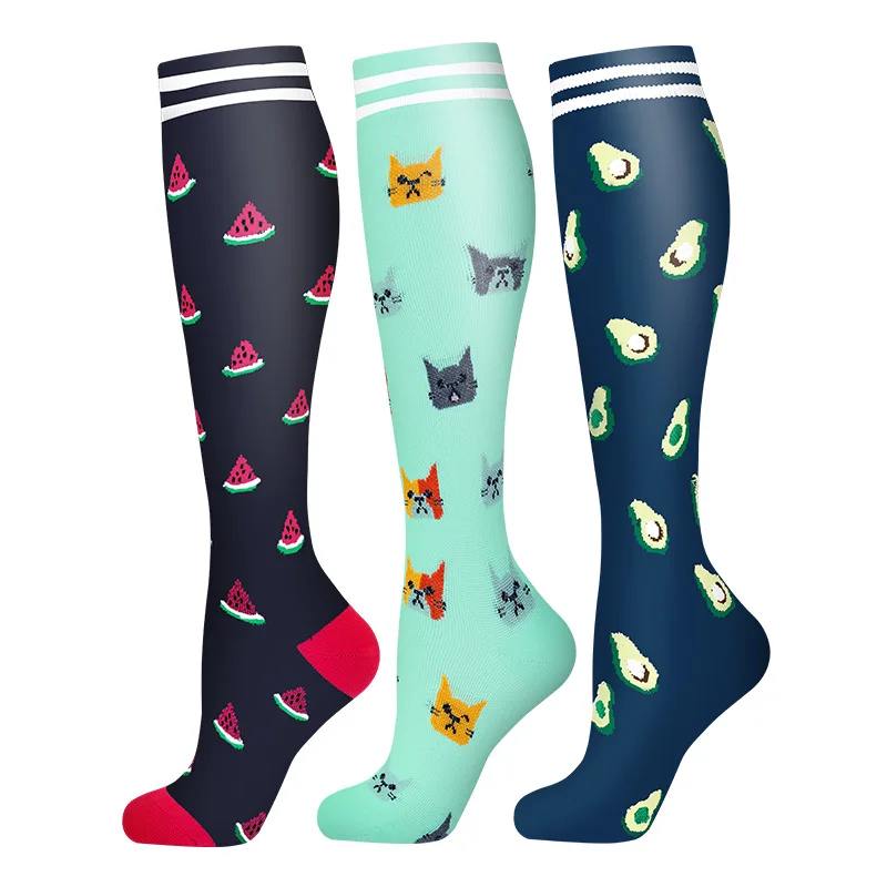 3/6 Paar Kompressionssocken Outdoor-Sport Reiten Kompresse Stretchstrümpfe Krankenschwester Wadendruck Beinsocken Geschwollene Krampfadern – Detail 5