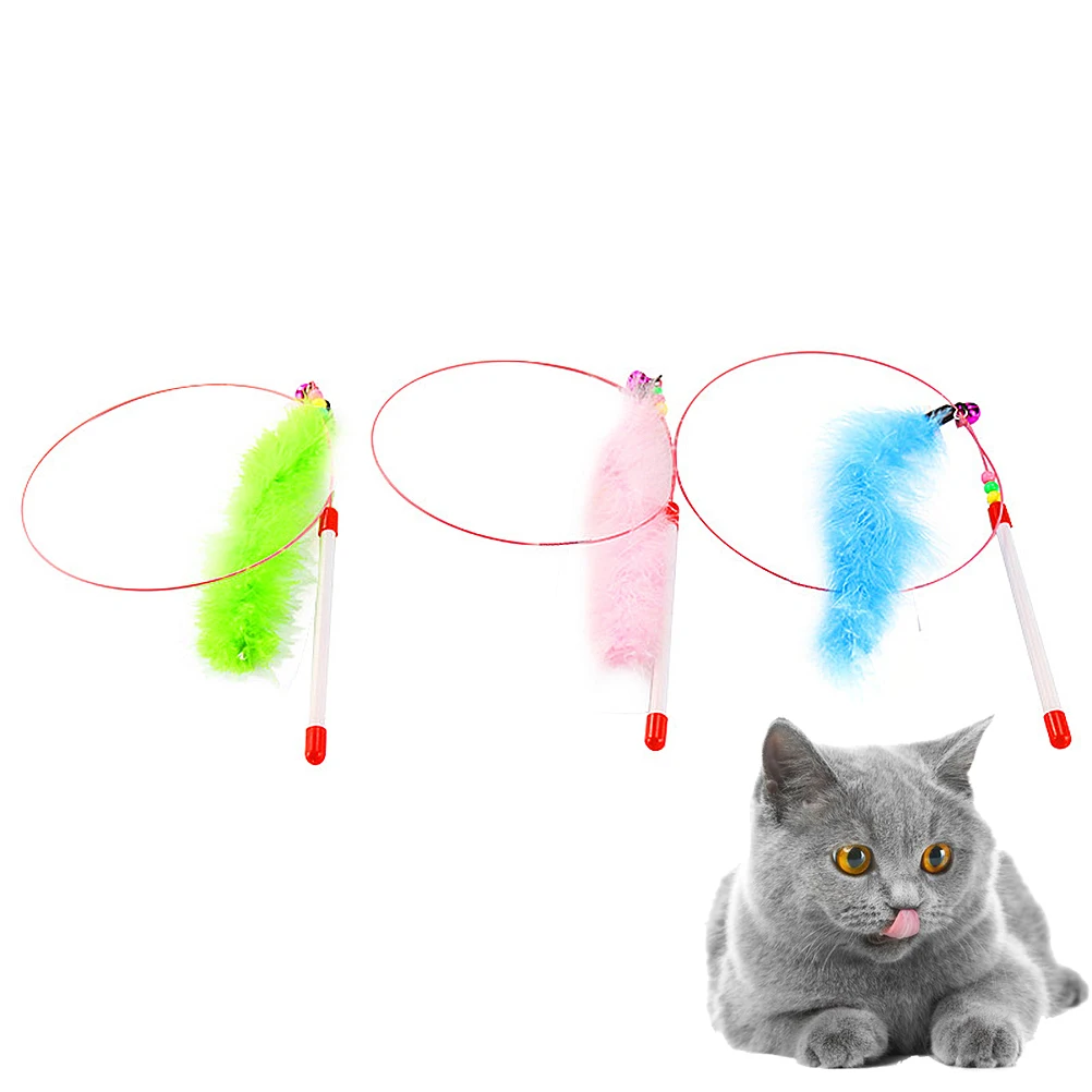 

3 Pcs Teaser with Teasing Toy Colorful Wand for Cat Interactive Toys Interactive Playing Pet Supplies Cat Toy