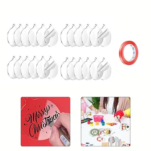 Klarer Acryl -runde Weihnachtskugeln, Weihnachtskreise Discs, DIY -Handwerk, hängende Dekorationsbaum, 7,5 cm, 24pcs 8 Hauptverkaufs -Acrylkugel - №4