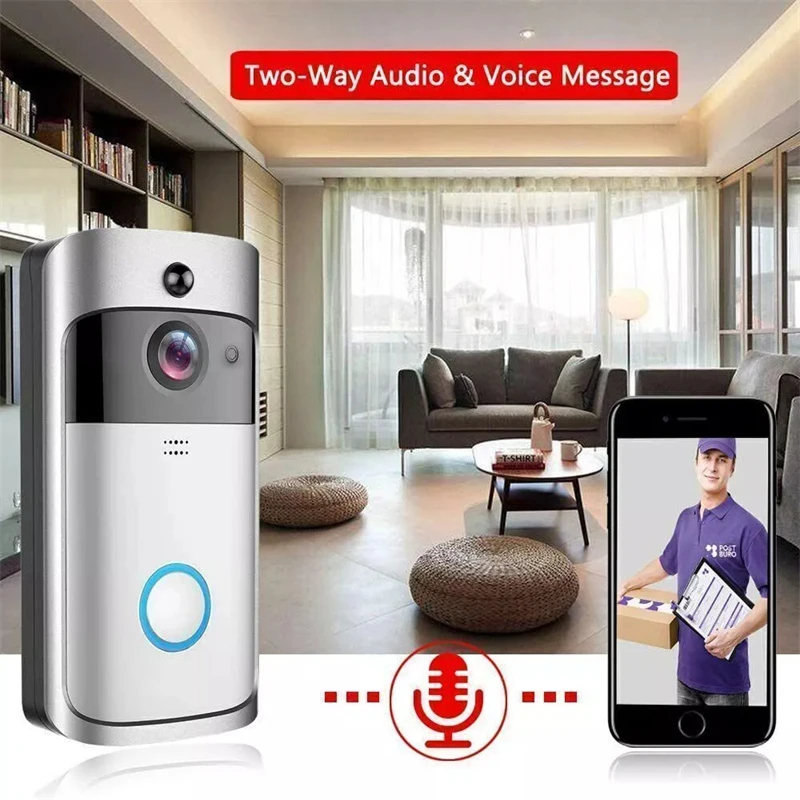 

720P HD Smart Home Wireless WIFI Doorbell Camera Security Video Intercom IR Night Vision AC Battery Operated House Doorbell