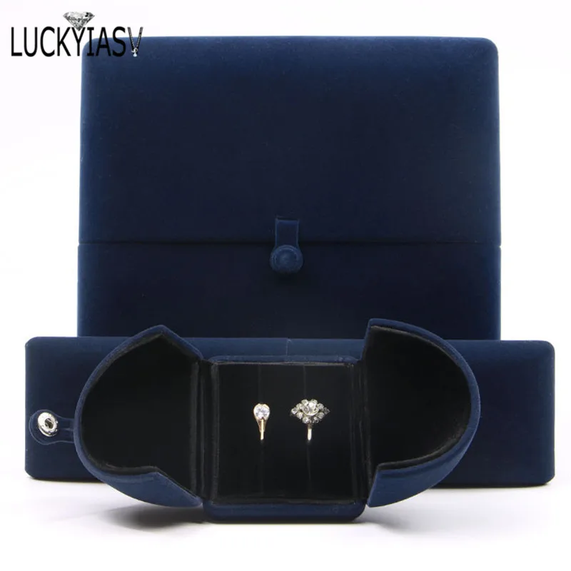 Wholesale Velvet Jewelry Box Double Open Ring Pendant Earrings Necklace Box Valentine\'s Day Surprise Gift Box Organizer Case