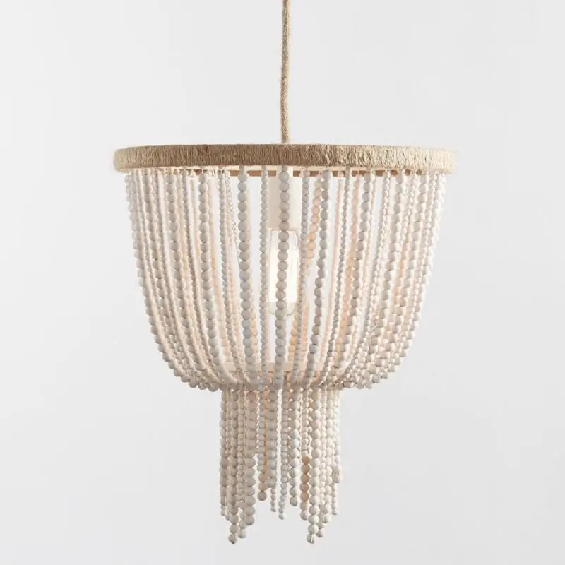 Vintage children's room bedroom chandelier living room dining room light attic wooden beads hemp rope chandelier