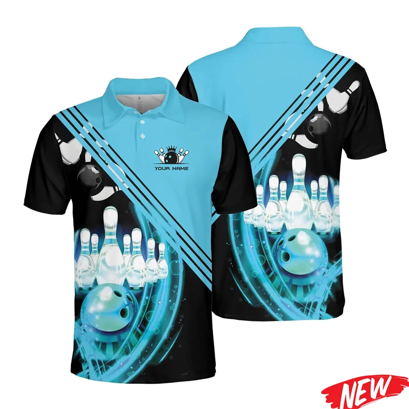 Personalized Name Bowling Polo Shirt Men Hot Sale Custom Team Name Short Sleeve Tee Shirts Fashion Sports Bowling Polo Shirts