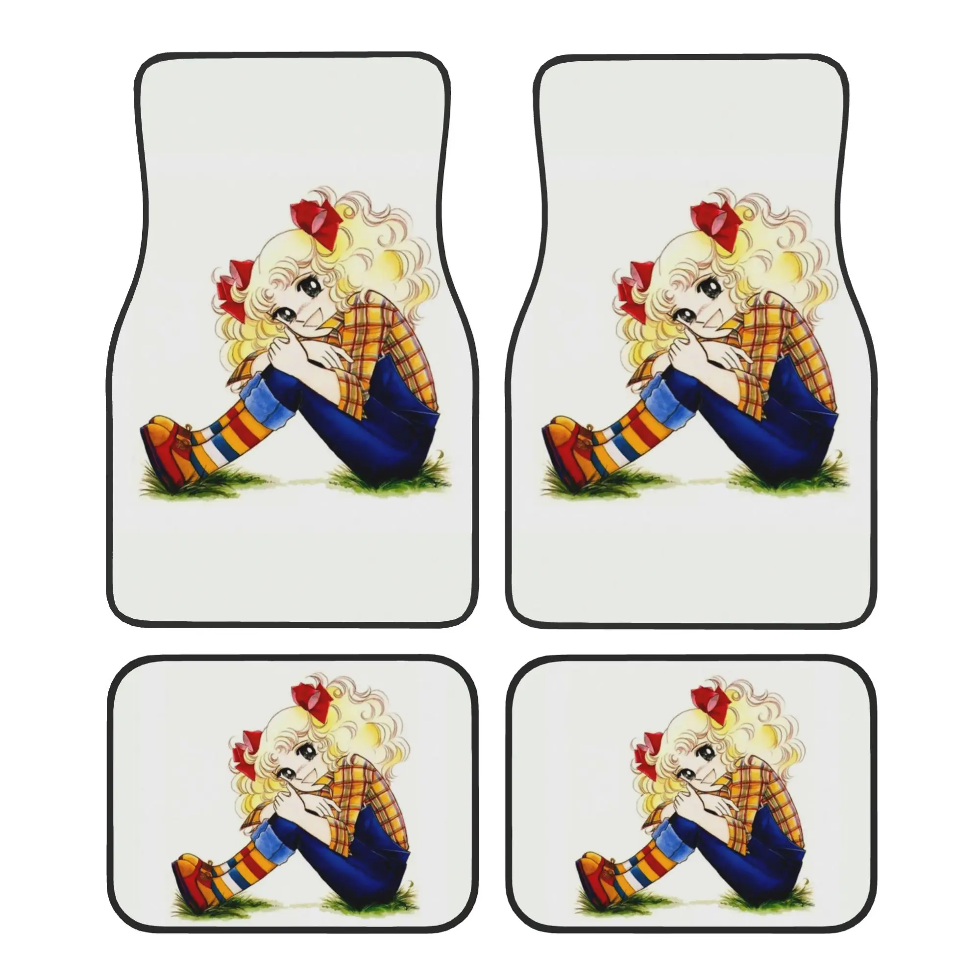

4PCS Crystal Velvet Car Floor Mats Candy Candy Anti Slip Car Carpet Floor Protection Universal Auto Front And Rear Foot Mats