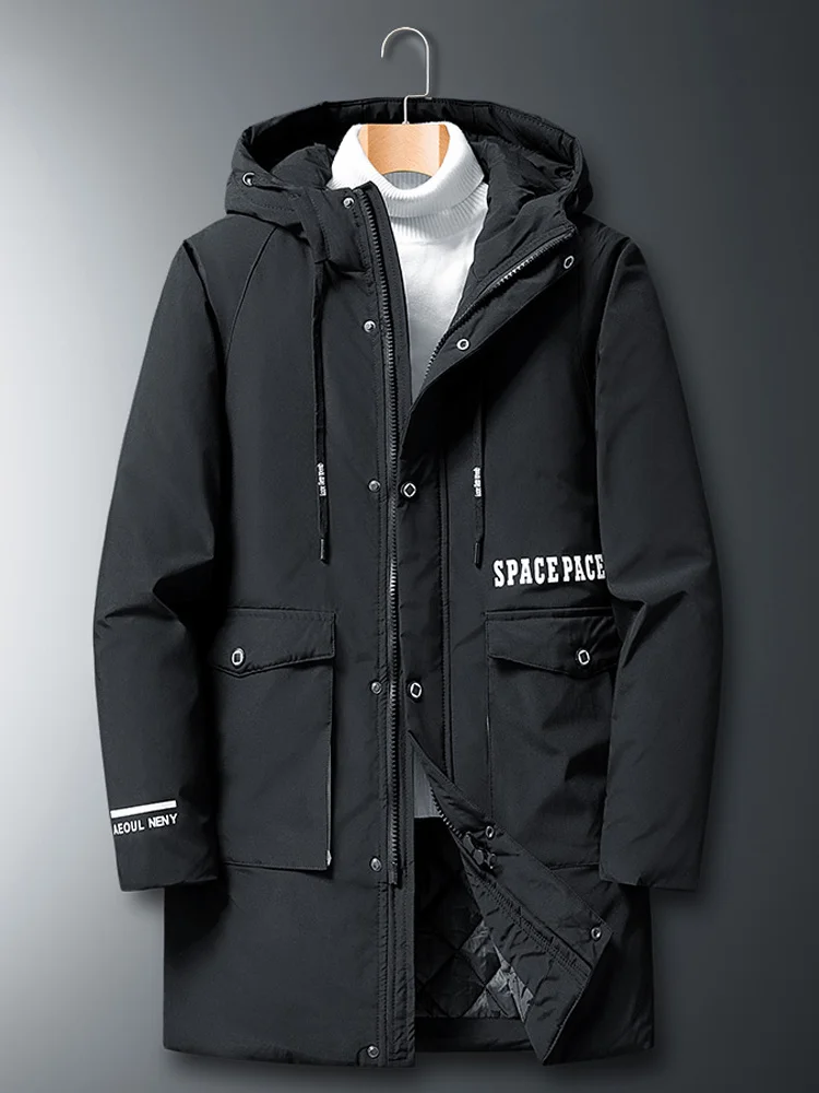 Neue Winter Männer 2023 Parka Warme Jacke Lässig Mit Kapuze Windjacke Baumwolle Padded Dicken Langen Parkas Thermische Mäntel Plus Größe 8XL