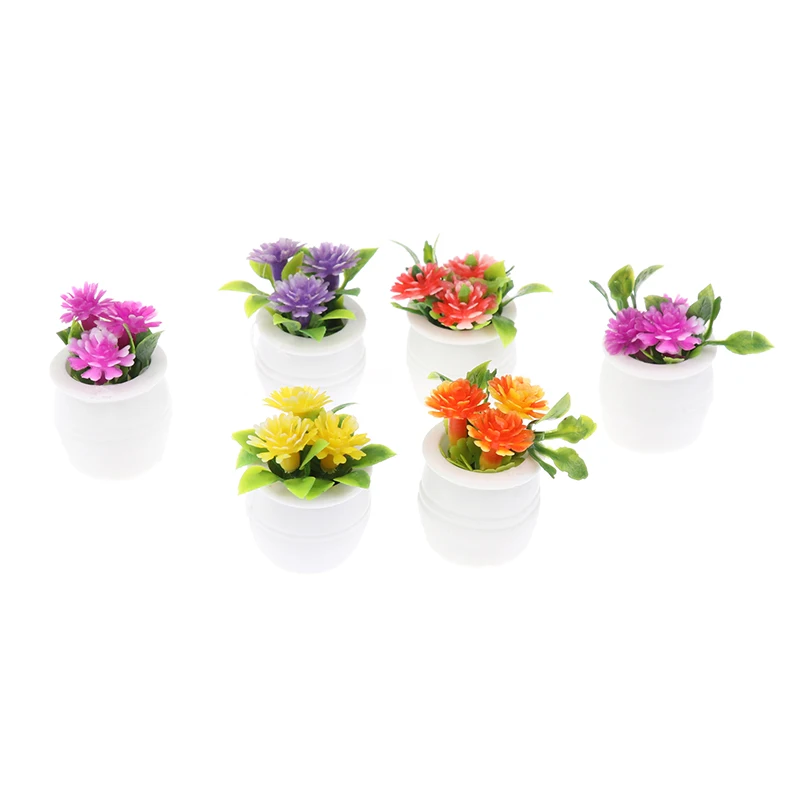 【P】3pcs Random 1:12 Dollhouse Miniature Green Plant In Pot Simulation Potted plants