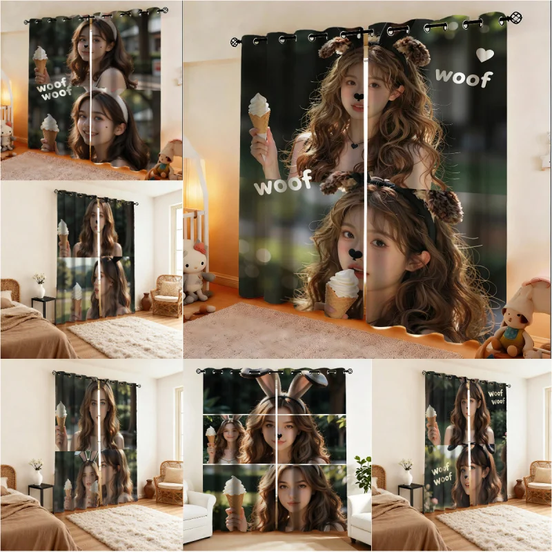 

Euphoria Season 3 Woof Woof Print Curtain Light Blocking Window Drapes Modern Style for Living Room