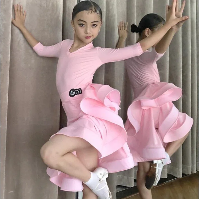 

Girls Latin Dance Dresses Children Competition Ballroom Carnival Party Stage Practice Clothing Kids Tango Cha Cha Samba Costumes