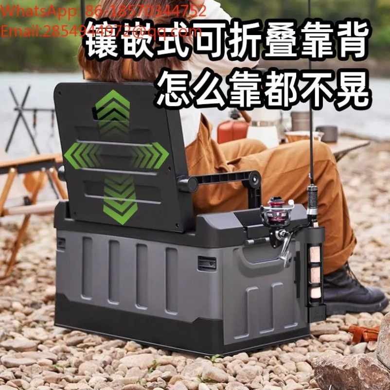 Outdoor Multifunctional Fishing Box Foldable Hand‑carry Sit‑on Lure Tackle Storage Box