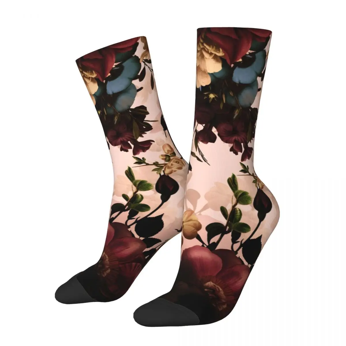 Crazy compression Moody Florals - Mystic Botanical Night Garden 11 Sock for Men Harajuku Seamless Pattern Crew Sock Casual