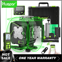 Huepar 16 Lines 4D Cross Line Laser Level LCD Screen Bluetooth & Remote Control Green Beam Lines with 120M Green Rangefinder