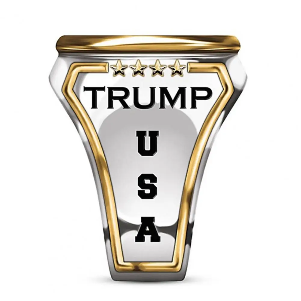 Luxury Ring Trump Printed USA Inscribed Hip Hop Women Men Trump Supporter Ring Color Matching Stainless Knuckle Ring