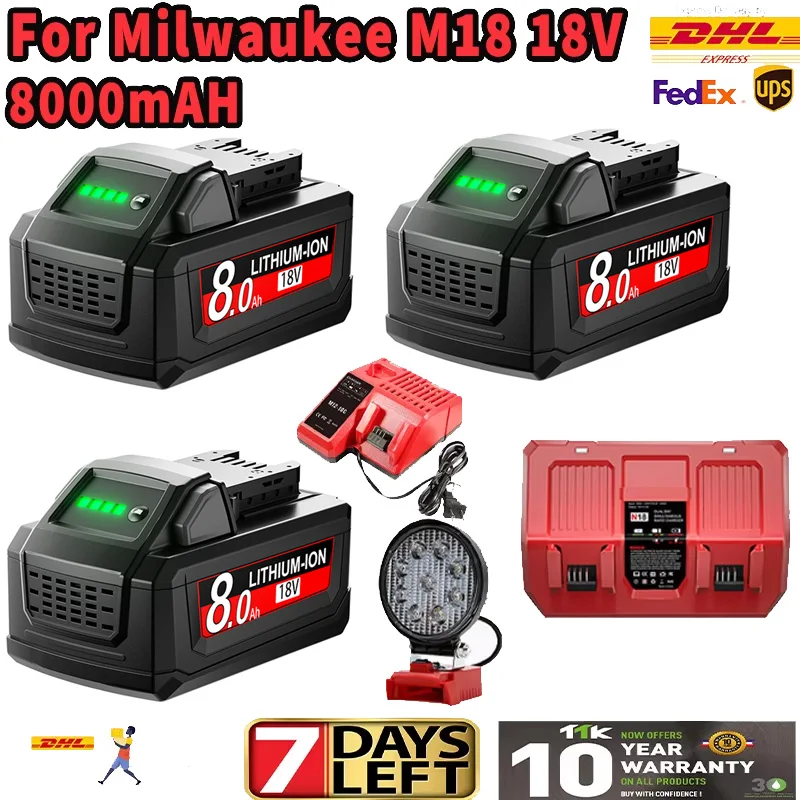 

Для Milwaukee M18 18 В 8000 мАч Замена для Milwaukee M18B5 XC литий-ионный аккумулятор M18B 48-11-1860 48-11-1850 48-11-1840 2604-22