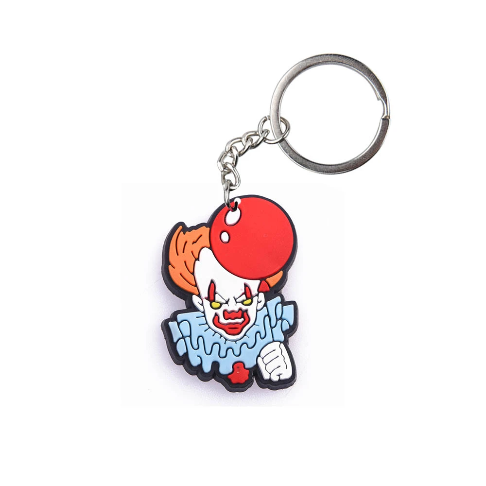 Feliz Halloween Horror Anime Chaveiros para Crianças, Personagem de Desenhos Animados, Palhaço, Porker Killer, Cool Key Rings, Meninos e Meninas