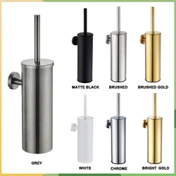 White Gold Black Chrome Grey Toilet Brush Holder Wall Mounted Bathroom Brush Stainless Steel Toilet Brush for Cleaning Storage