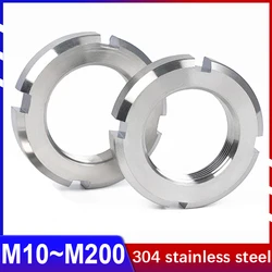 304 Stainless Steel GUK Check Round Nut GB812 Slotted Round Nut Bearing Locking Standard/fine Thread M10 To 200