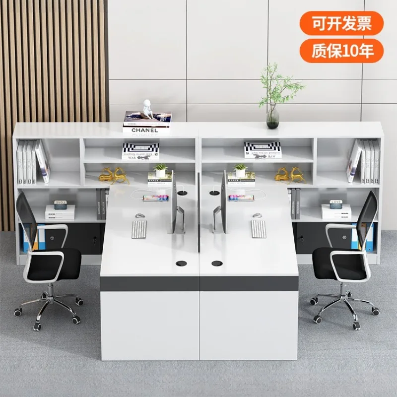 Staff Office Desk and Chair Combination Three-person Desk Sub-Office Finance Room Screen