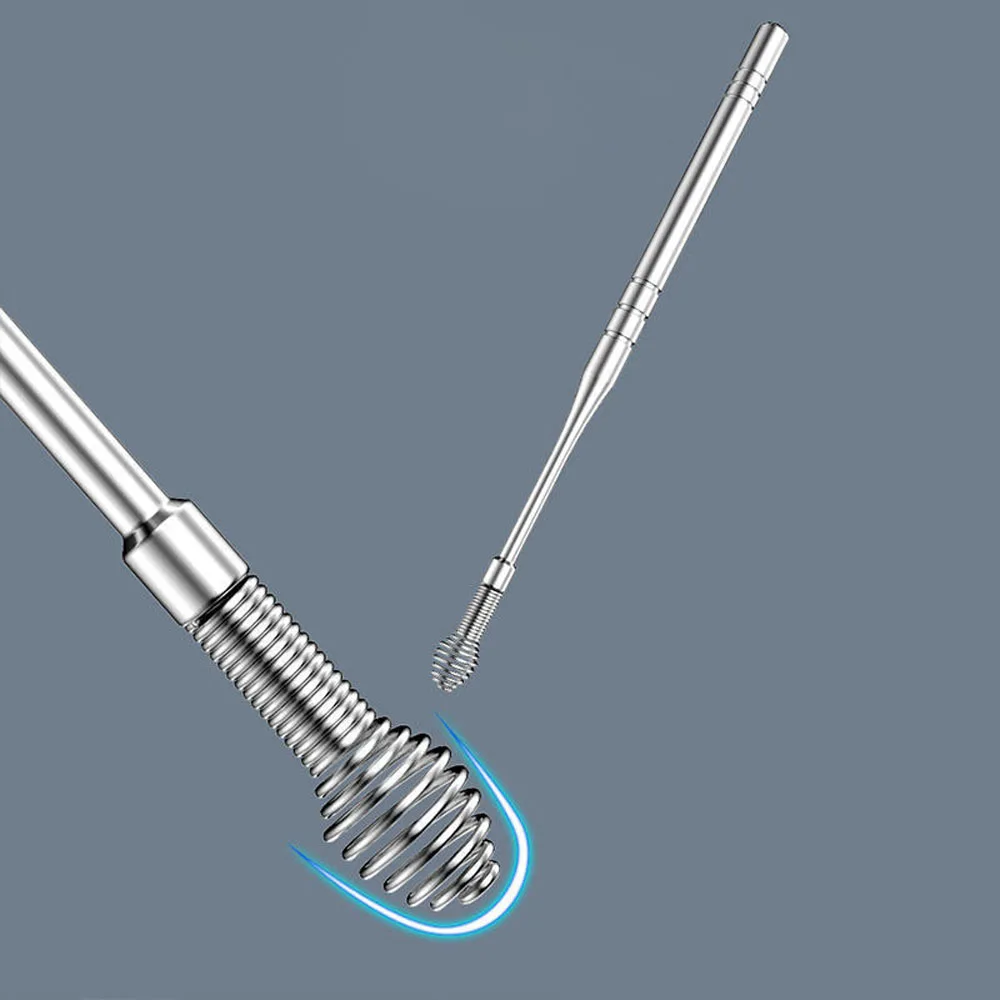 Massaggio multifunzione in acciaio inossidabile 360 ° pulizia a spirale strumenti per la cura dell'orecchio detergente per canali auricolari rimozione del cerume Earpick