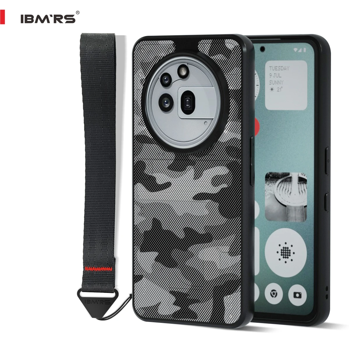 

Shockproof Anti-Fingerprint Case for Nothing Phone 3A Pro, Military Camo Protective Hard Cover with Wrist Strap