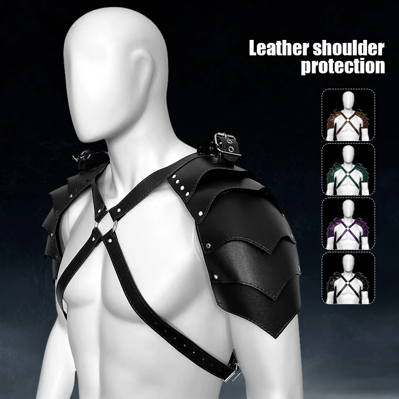 

Medieval Viking Knight Armor Shoulder PU Leather Gothic Double Shoulder Warrior Armor Gladiator Guard Pauldron Cosplay Costume