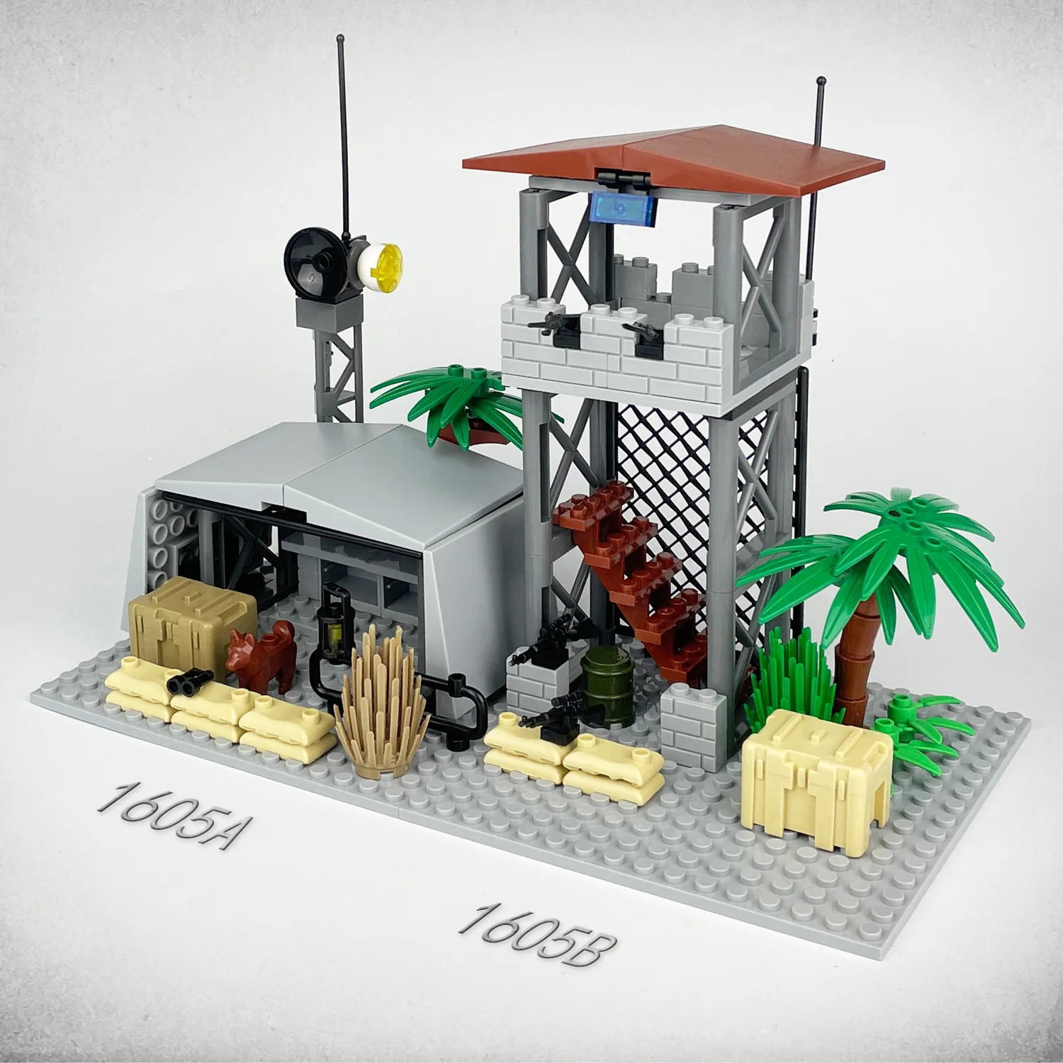 6 Styles 1605 Military Bunker Watchtower Building Blocks Field Command Center Defense Pillbox Minifigure Scene Bricks Toy
