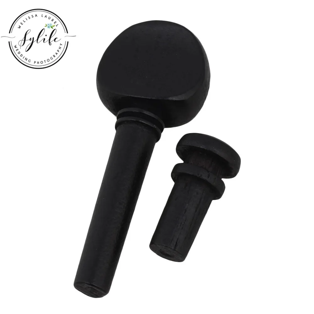 Black 4/4 Violin Tuning Pegs Tuners with Tail End Pin 61x23mm