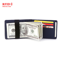 Men's Thin PU Leather Wallet Ticket Money Clip Short Billfold Purses Metal Cash Clamp Slim ID Credit Card Holder