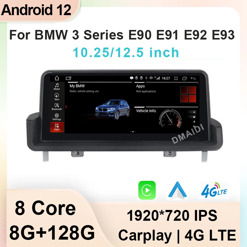 

10.25" 12.5" Android 12 8 Core 128G Car Multimedia Player For BMW 3 Series E90 E91 E92 E93 2005 -2012 Stereo CarPlay Auto Screen