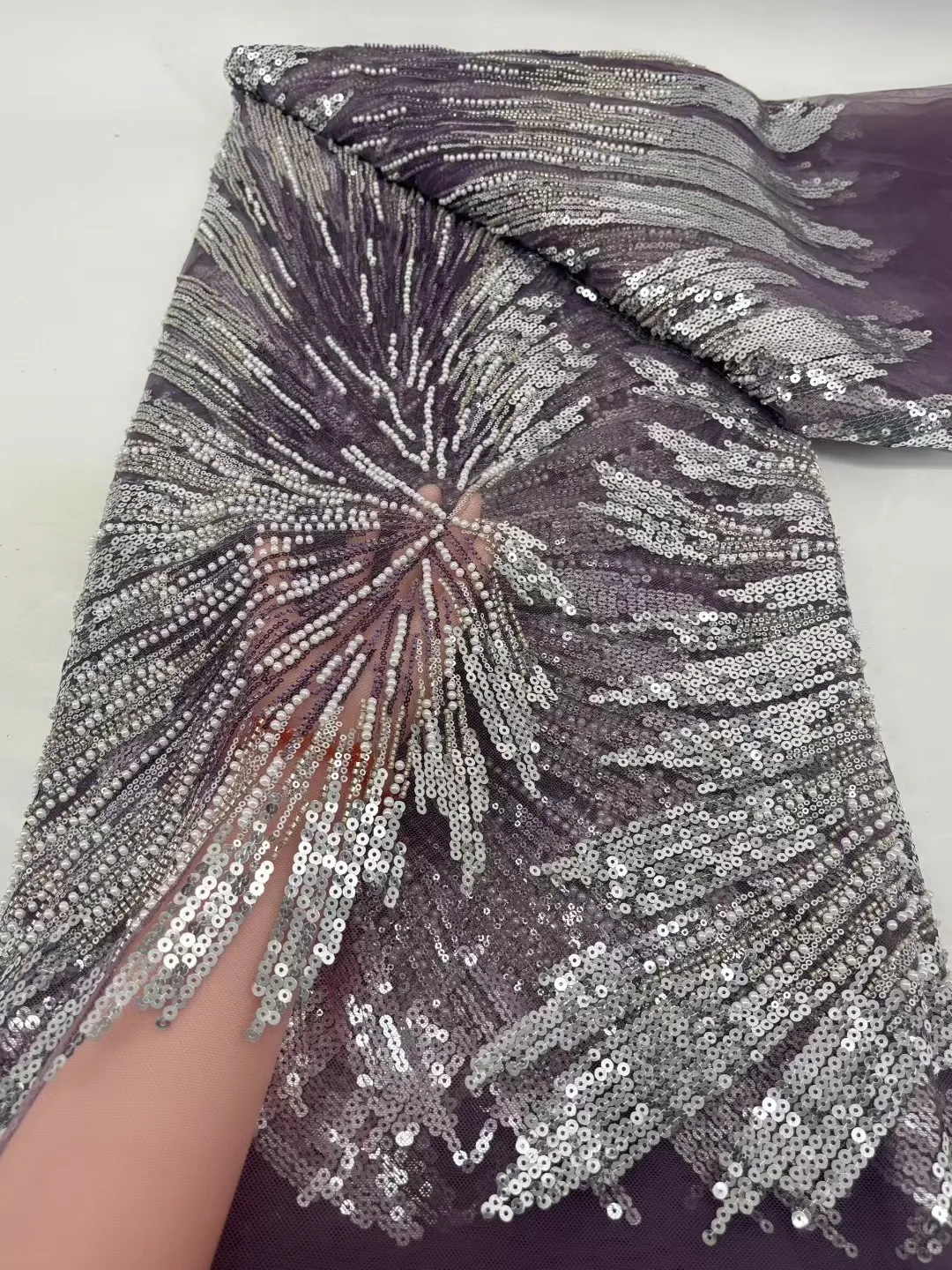 Tissu africain de luxe en dentelle à paillettes pour marié, broderie de perles de haute qualité, Tulle français en dentelle rouge pour robes de mariée nigériennes