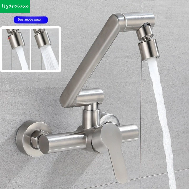 new-brushed-finish-kitchen-faucet-tap-360°-swivel-folding-wall-stainless-steel-hot-cold-water-mixer-single-lever-flexible-taps