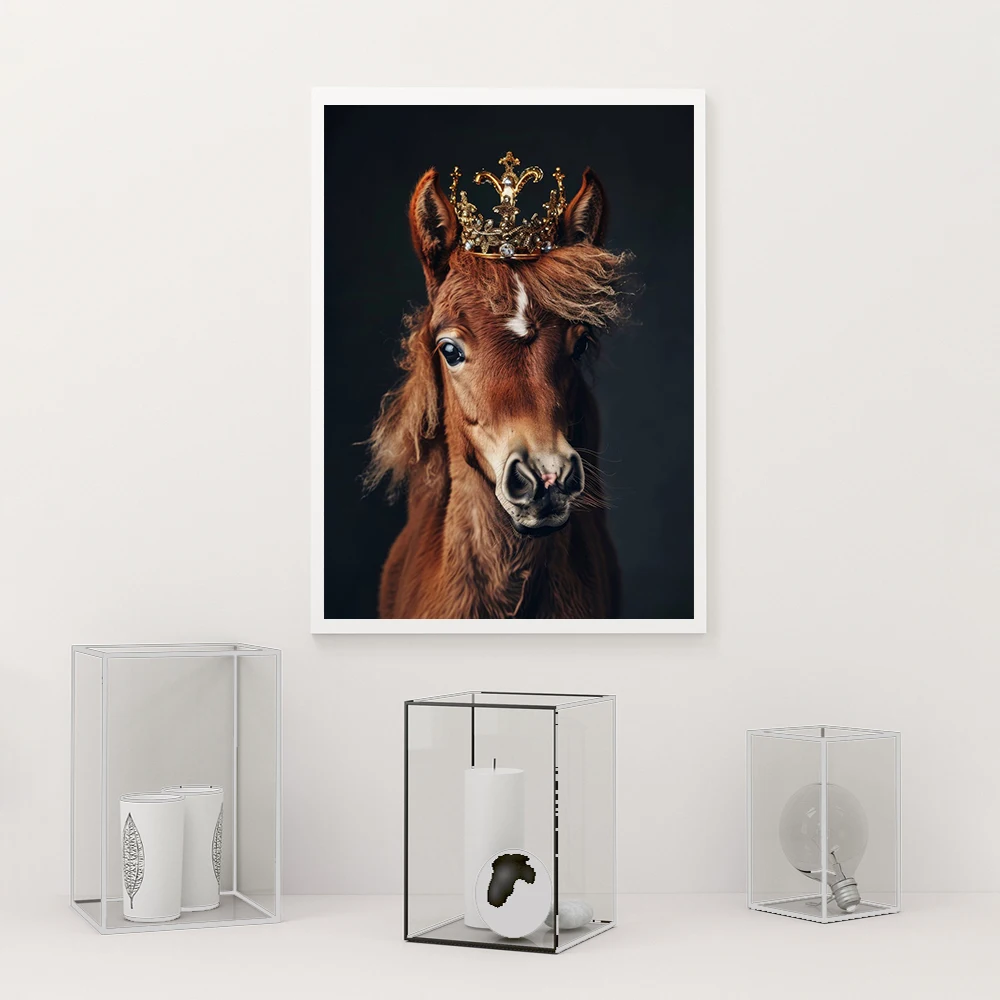 1pc Canvas Painting frameless Baby Animal Wearing a Crown Portrait Posters Cute Animals Prints Canvas Painting Wall Art Pictures