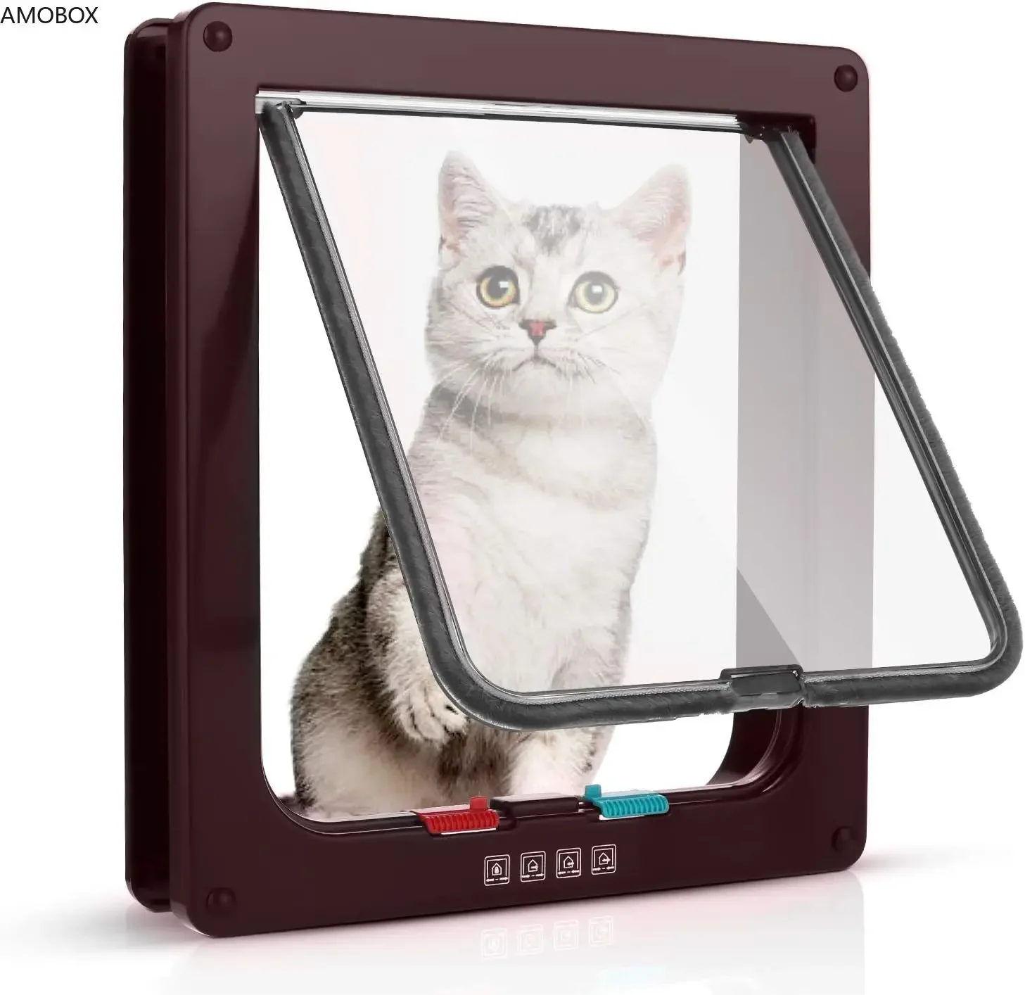 

AMOBOX-Cat Flap Magnetic Closure for Cats and Small Dogs, Free Access, Two-Way Door, Can Be Controlled, Switch Direction