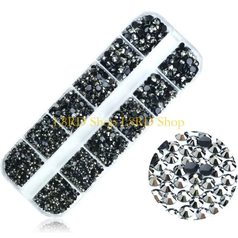 L8RD Round Art Rhinestones Flat Back Glitter Diamond Tips Decorations