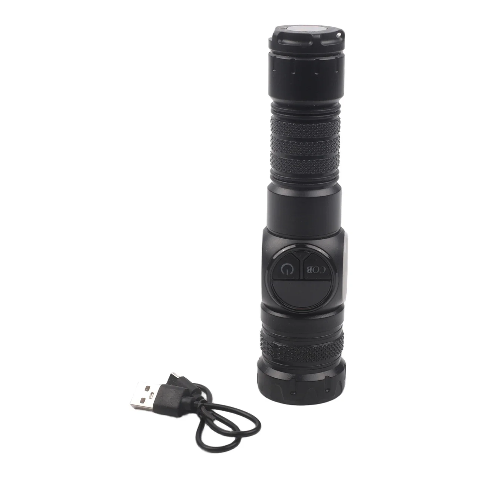 Strong-Light LED Flashlight (Spotlight Type) - USB Rechargeable With Built-in Battery Reliable Camping Torch High Quality