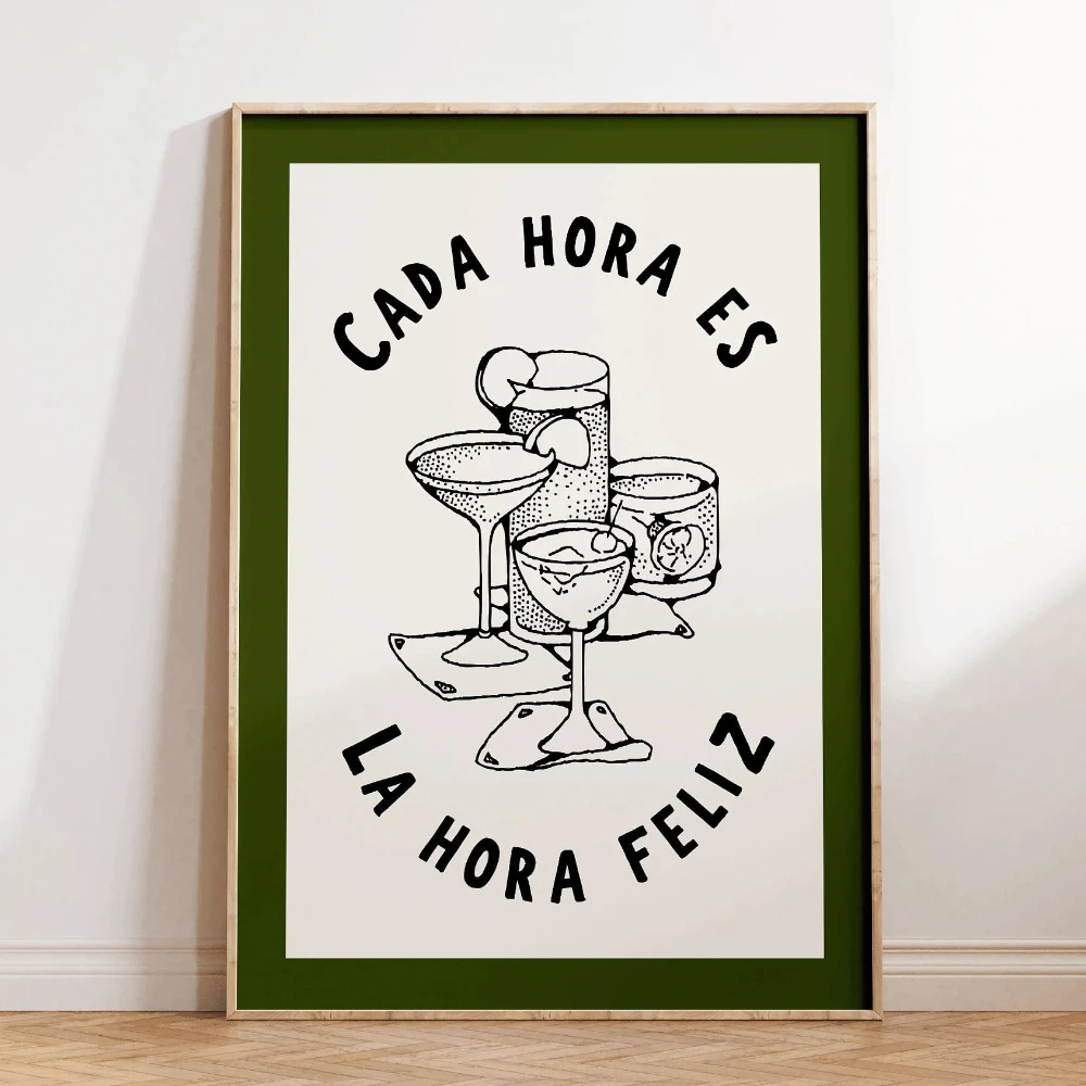 المكسيكي ملصق فني المشروبات والآيس كريم تيكيلا الحد الأدنى خمر الجدار الديكور قماش طباعة ديكورات للحانات المنزل هدية مثالية