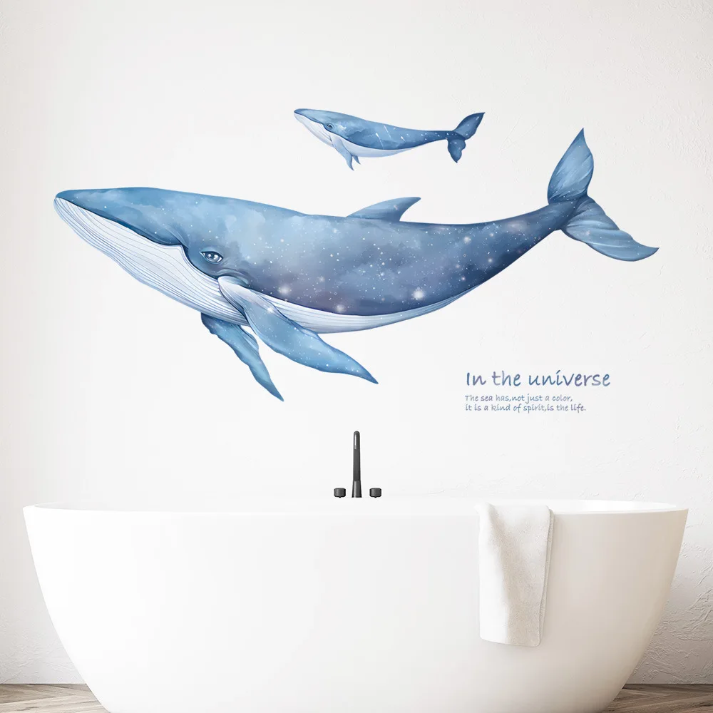 Cartoon Underwater Whale Wall Stickers For Kids Room Decoration Anime Room Decor Bedroom Accessories Wall Decor Home Decoration