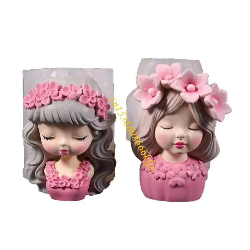 

Artistic Elastomer Cast Blossomy Wreath Girl Molded Farmer For Sentimental Deck And Holiday Gift Projects 066C