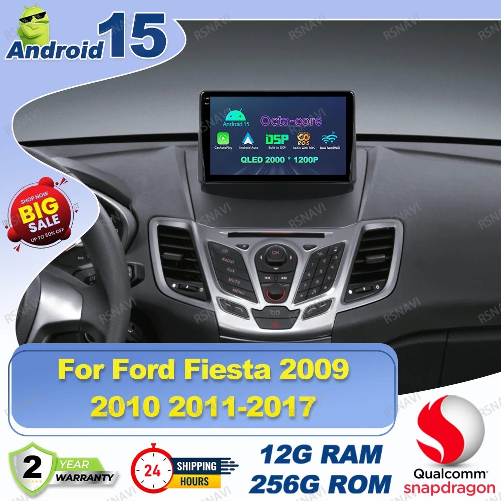 Android 15 Car Radio For Ford Fiesta 2009 2010 2011-2017 H4 Led H7 Opel Astra H Vehicle Supplies Gear Lever Knob Mini Fridge E90