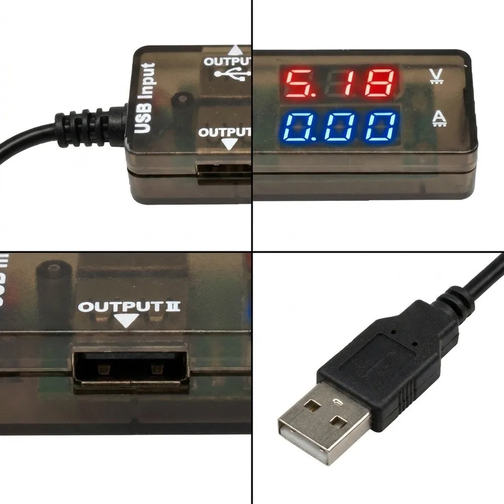 USB Tester Device for Accurate Voltage and For Current Monitoring 3.2V-10V 0-3A Compact Size 69x26x19mm for Technicians