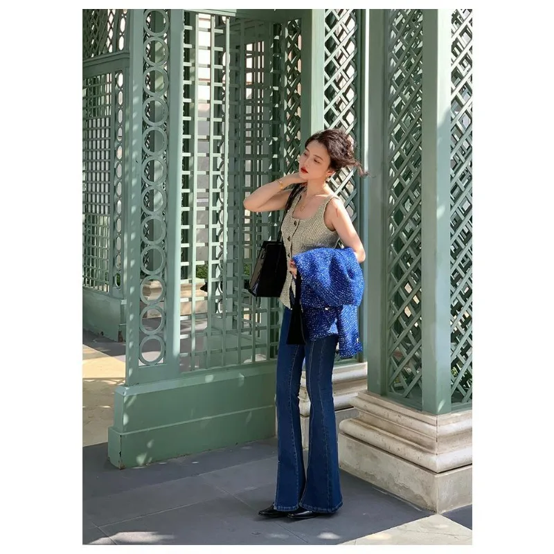 سترة أزياء فرنسية للنساء ريترو نحيفة متعددة الاستخدامات بدون أكمام #5