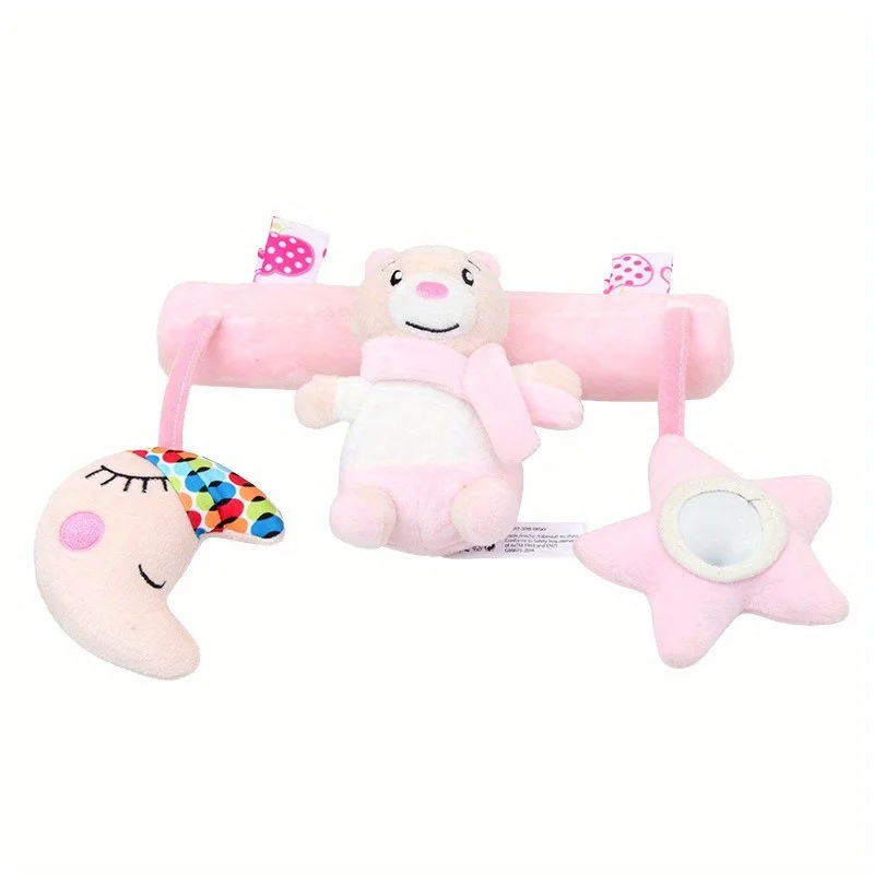 Peluche per lettino appeso per bambini-simpatico giocattolo per carillon con orso rosa, può finire per calmare l'umore del bambino, decorazione per letto appeso al tocco morbido