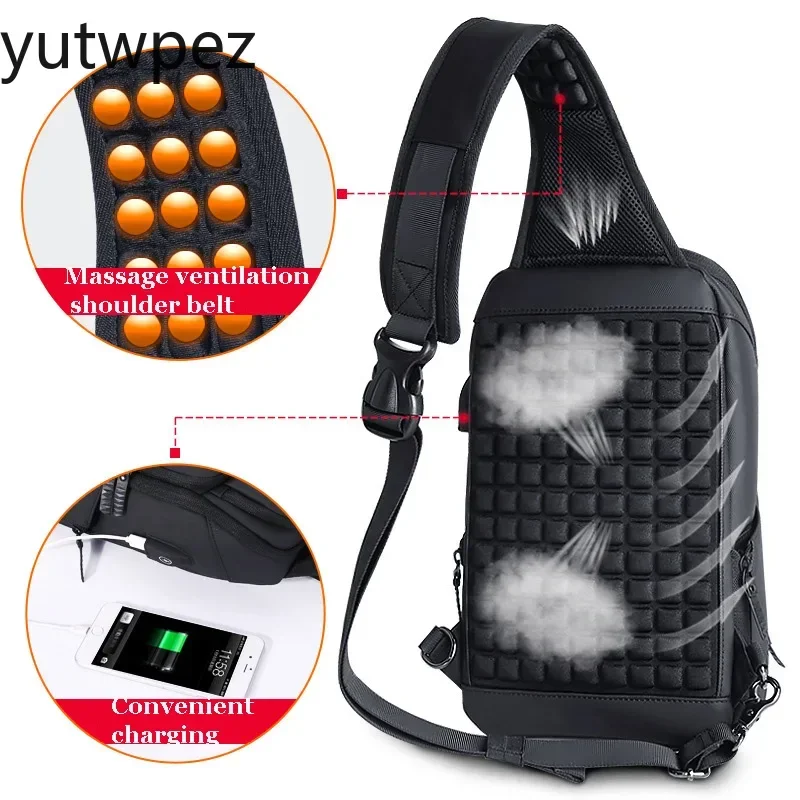 Outdoor Hiking Sport Chest Bag Pack Crossbody USB Charging Running Men Shoulder Sports Messenger Waterproof Short Trip Backpacks view 3