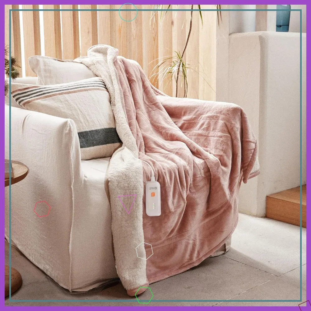 

Electric Heated Throw Blanket 50x60 Soft Plush 4 Heat Levels Auto Off Machine Washable