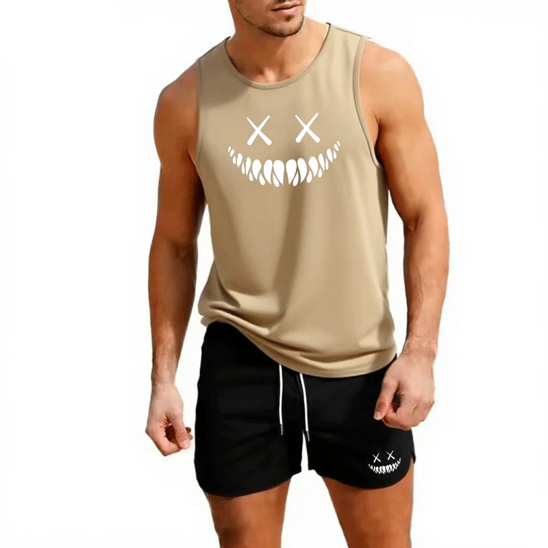 tank tops for man Running man sleeveless top leisure Vest Men Basketball Jersey smiling face graphic tank top man summer clothes