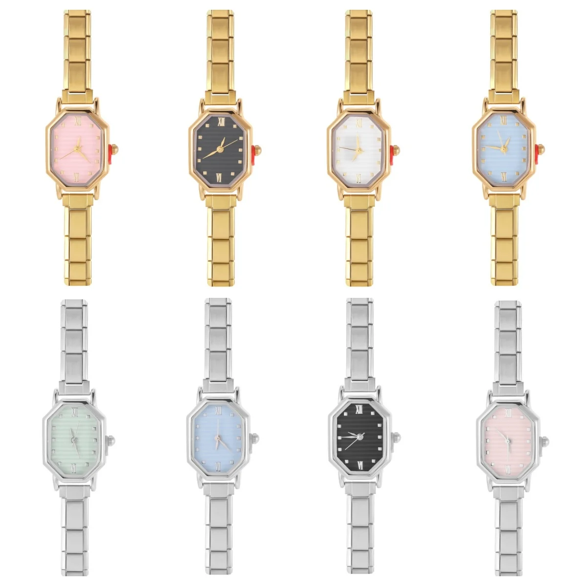 Y2K 9MM Width Stainless Steel High Quality Watch Bangle Colorful Stripes Simple Watch Dial Bracelet Jewelry For Friends' Gifts