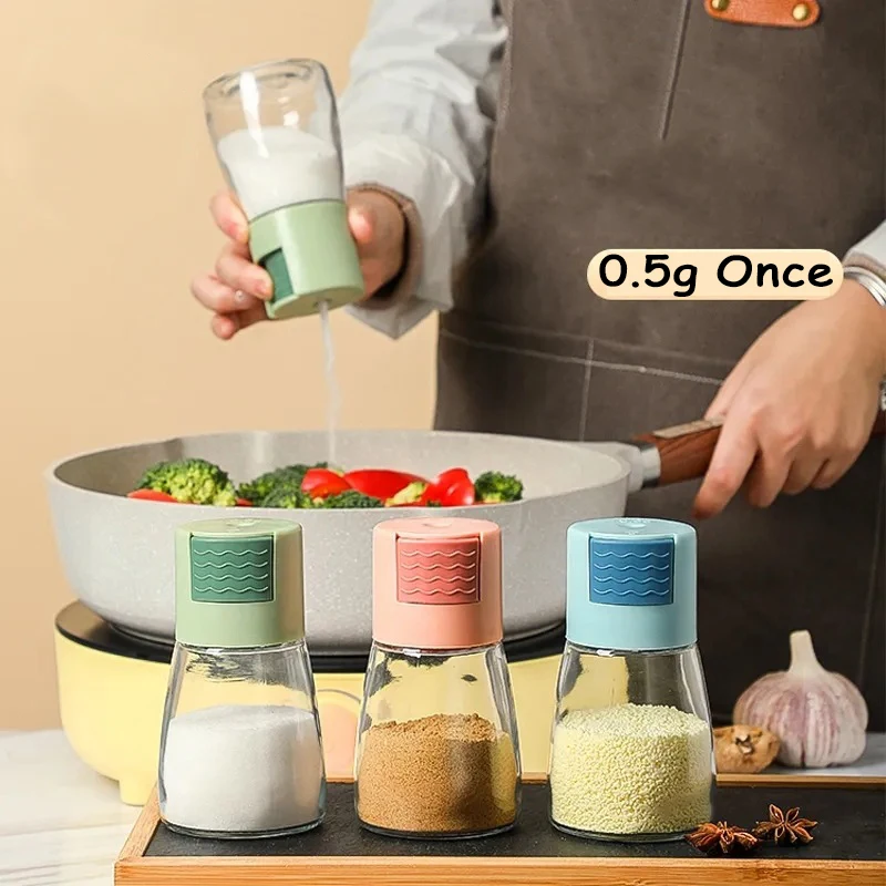 0.5g Metering Salt Shaker Push Type Salt Dispenser Salt Tank Sugar Bottle Spice Pepper Salt Shake Spice Jar Can Seasoning Bottle