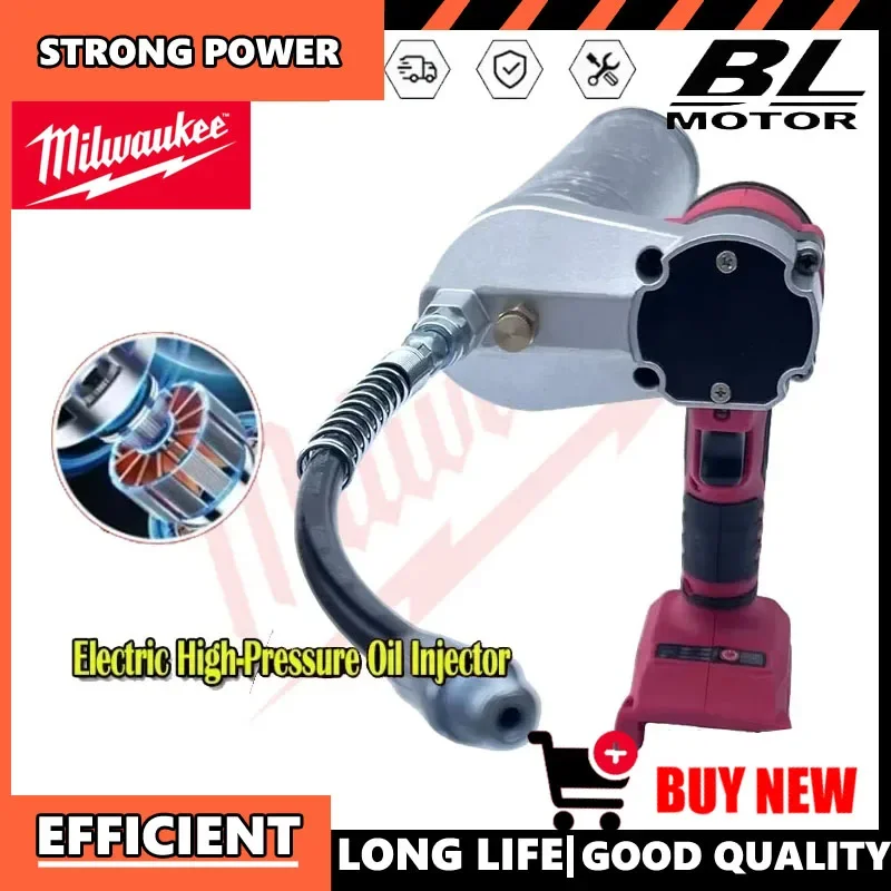 

Электрический бесщеточный шприц для смазки Milwaukee, 10000 фунтов на кв. дюйм, высоконапорный, полностью автоматический, для нанесения масла и смазки