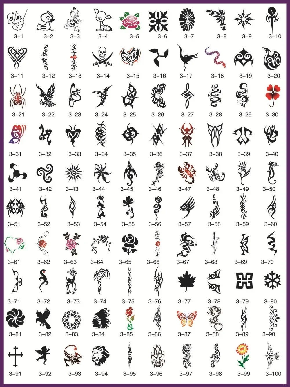 Tattoos Template Temporary Body Painting Template PVC Professional Reusable Flash Tattoos Template Exquisite and Durable Adult